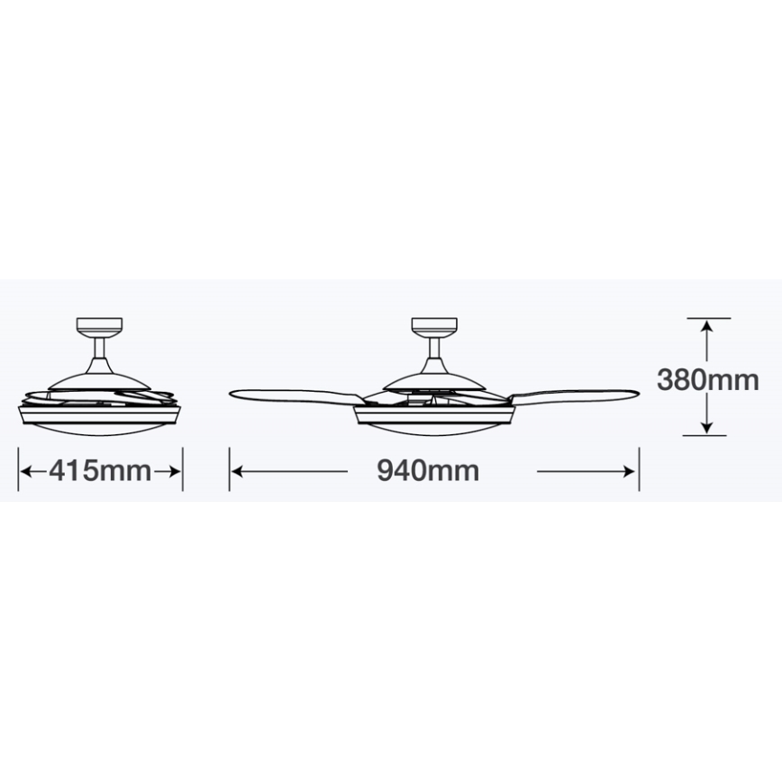 FANAWAY 212982 - Ceiling fan EVORA 2xE27/20W/230V shiny chrome + remote control