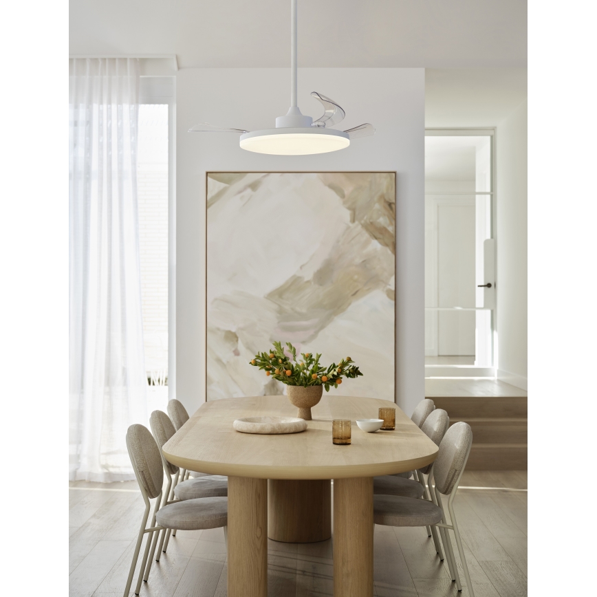 FANAWAY 21612949 - LED Dimmable ceiling fan STROLL LED/30W/230V 2700/3500/5000K d. 106 cm white/clear + remote control