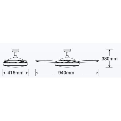 FANAWAY 512120 - Ceiling fan EVORA 2xE27/15W/230V + remote control