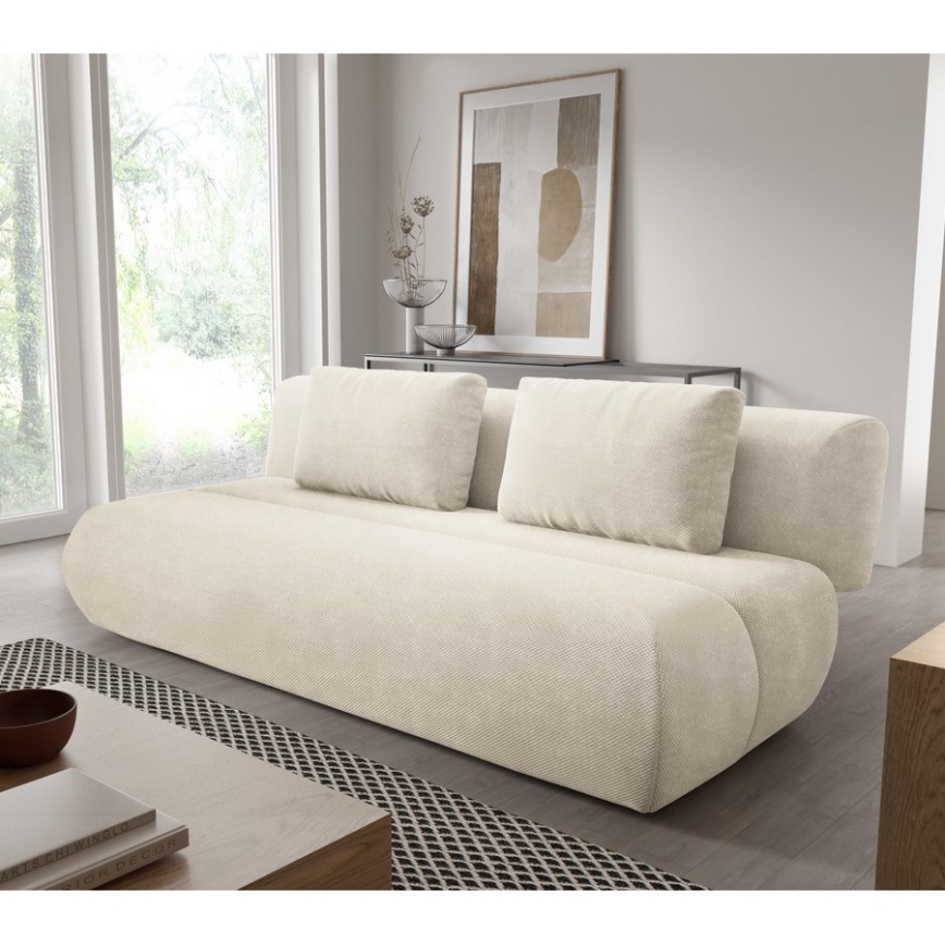 FANO three-seater sofa bed in cream