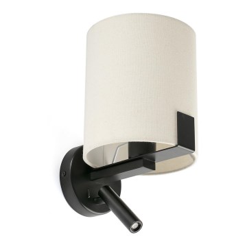 FARO 20053 - LED Wall lamp NILA 1xE27/15W/230V + LED/3W creamy/black