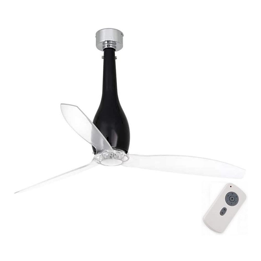 FARO 32002 - Ceiling fan ETERFAN black/clear d. 128 cm + remote control