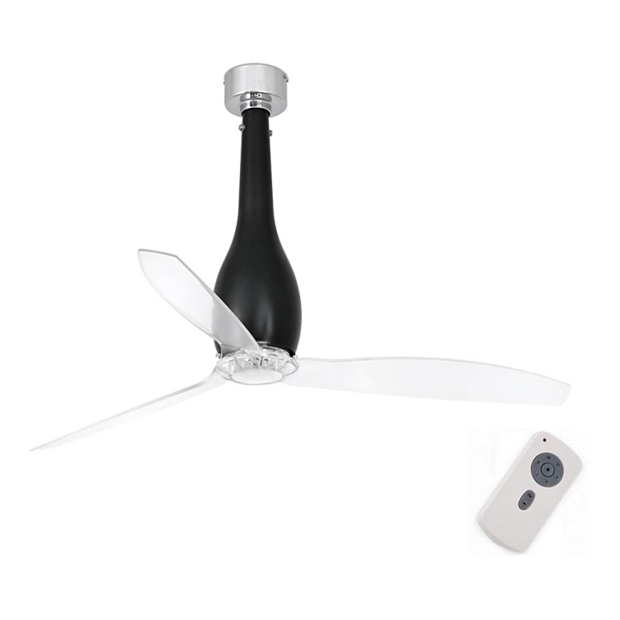 FARO 32003 - Ceiling fan ETERFAN black/clear d. 128 cm + remote control