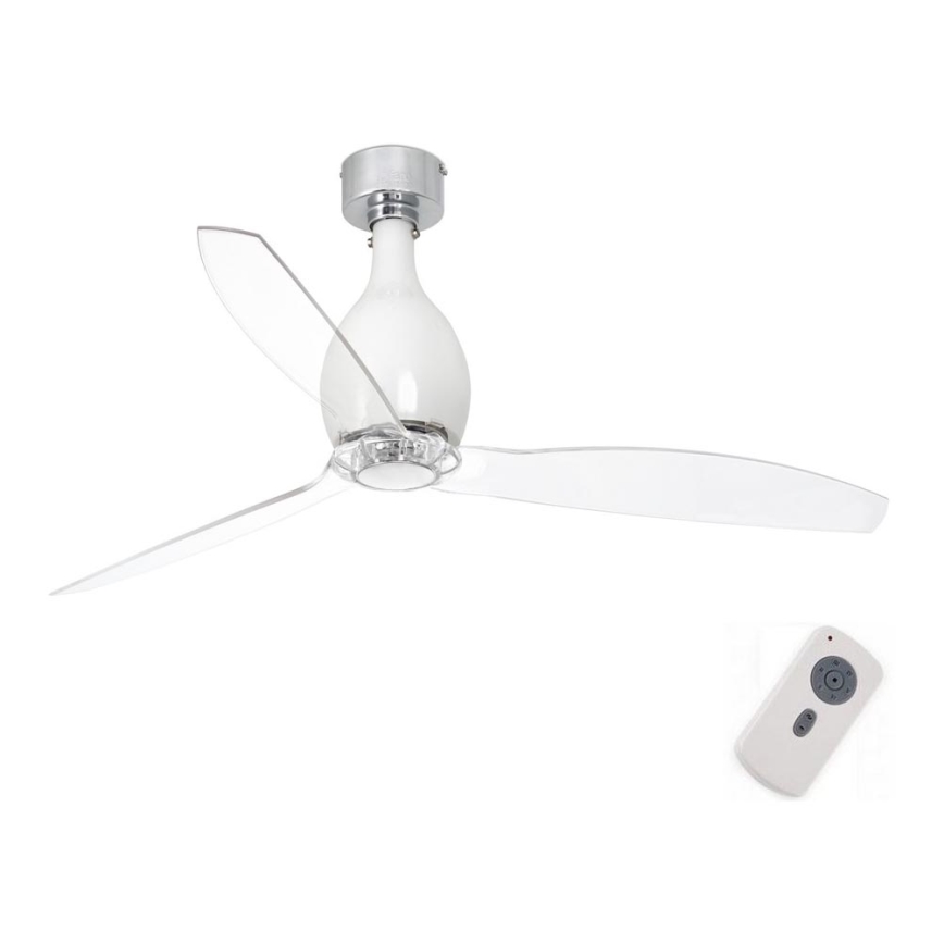 FARO 32020- Ceiling fan MINI ETERFAN white/clear d. 128 cm+ remote control