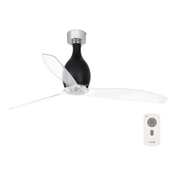FARO 32026 - Ceiling fan MINI ETERFAN black/clear d.128 cm + remote control
