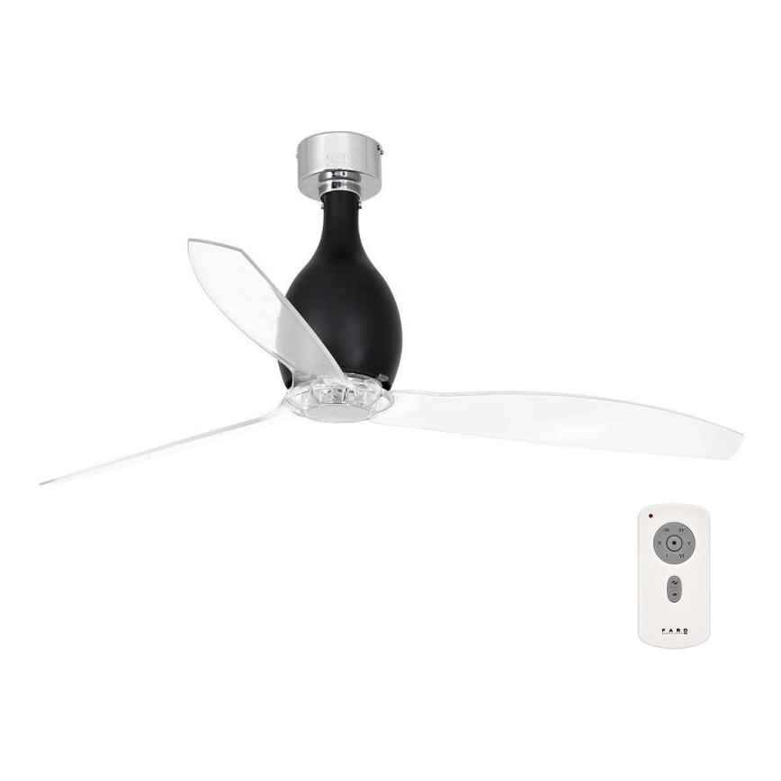 FARO 32026 - Ceiling fan MINI ETERFAN black/clear d.128 cm + remote control