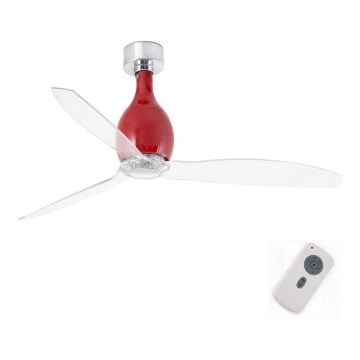 FARO 32029 - Ceiling fan MINI ETERFAN red/clear d. 128 cm + remote control