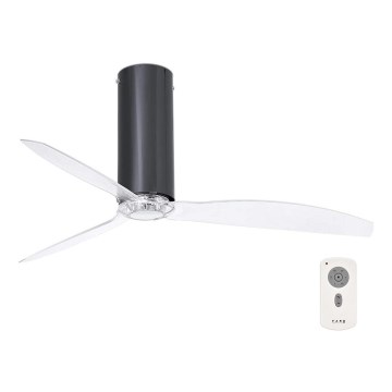 FARO 32035-Ceiling fan TUBE FAN black/clear d. 128 cm + remote control