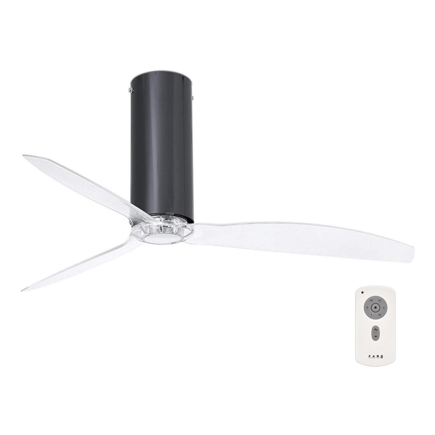 FARO 32035-Ceiling fan TUBE FAN black/clear d. 128 cm + remote control