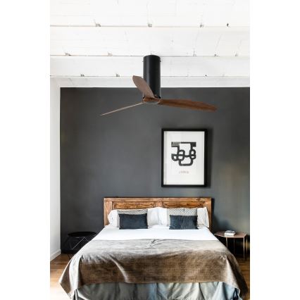 FARO 32037WP - Ceiling fan TUBE FAN M black/brown d. 128 cm SMART + remote control