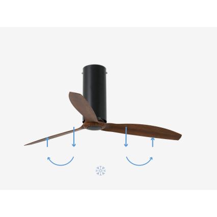 FARO 32037WP - Ceiling fan TUBE FAN M black/brown d. 128 cm SMART + remote control