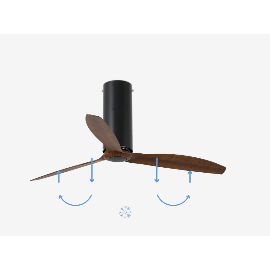 FARO 32037WP - Ceiling fan TUBE FAN M black/brown d. 128 cm SMART + remote control