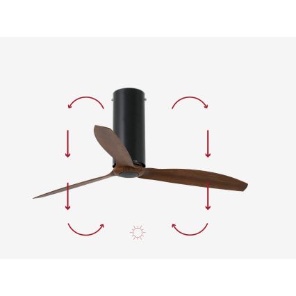 FARO 32037WP - Ceiling fan TUBE FAN M black/brown d. 128 cm SMART + remote control