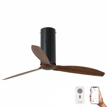 FARO 32037WP - Ceiling fan TUBE FAN M black/brown d. 128 cm SMART + remote control