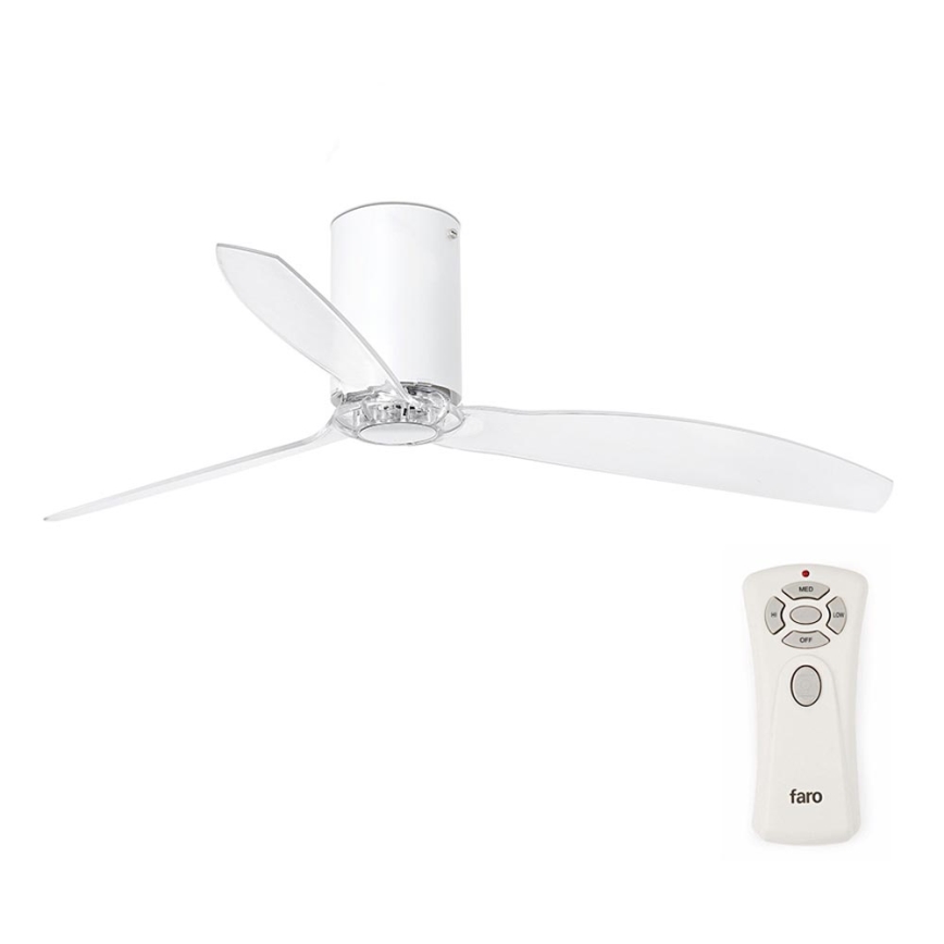 FARO 32039- Ceiling fan MINI TUBE VENTIL clear d. 128 cm + remote control