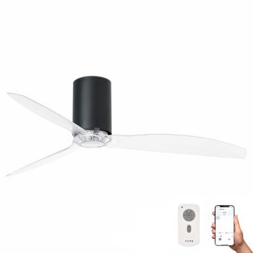 FARO 32041WP - Ceiling fan MINI TUBE FAN M black/clear d. 128 cm SMART + remote control