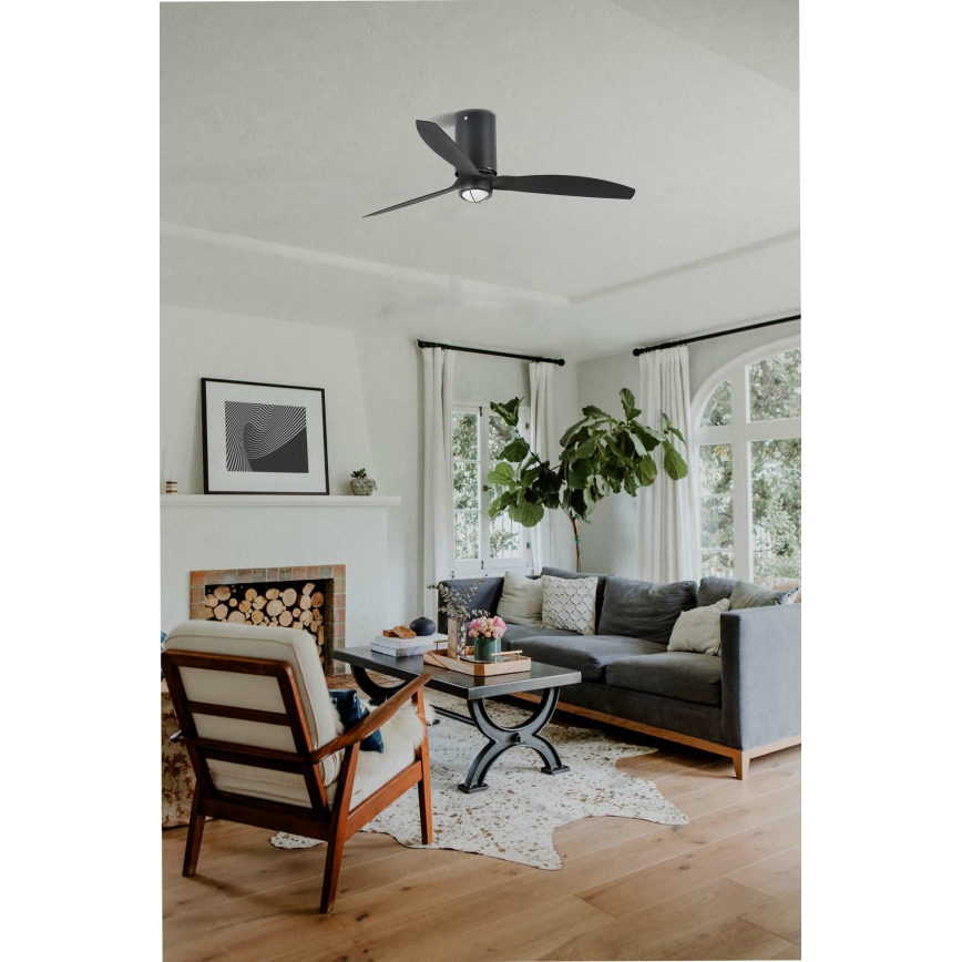 FARO 32043WP-10 - LED Ceiling fan MINI TUBE FAN M LED/16W/230V black d. 128 cm SMART + remote control