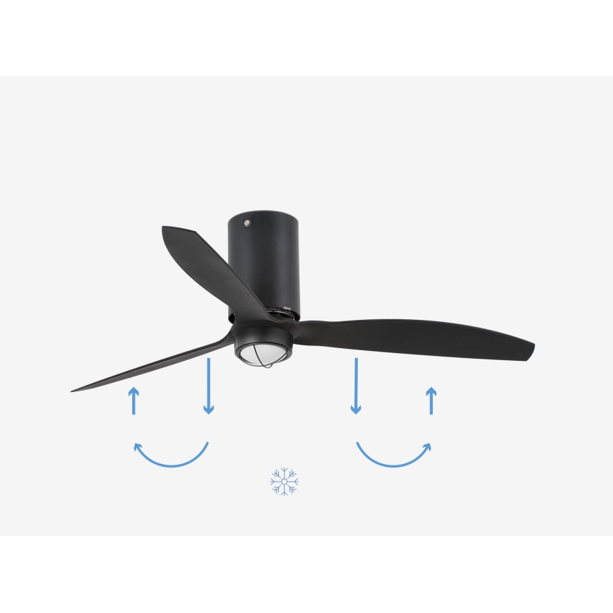FARO 32043WP-10 - LED Ceiling fan MINI TUBE FAN M LED/16W/230V black d. 128 cm SMART + remote control