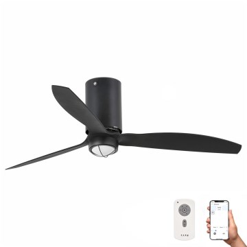 FARO 32043WP-10 - LED Ceiling fan MINI TUBE FAN M LED/16W/230V black d. 128 cm SMART + remote control