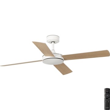 FARO 33350DC - Ceiling fan MALLORCA L white/brown d.132 cm + remote control