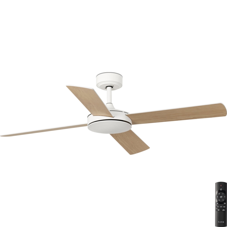 FARO 33350DC - Ceiling fan MALLORCA L white/brown d.132 cm + remote control