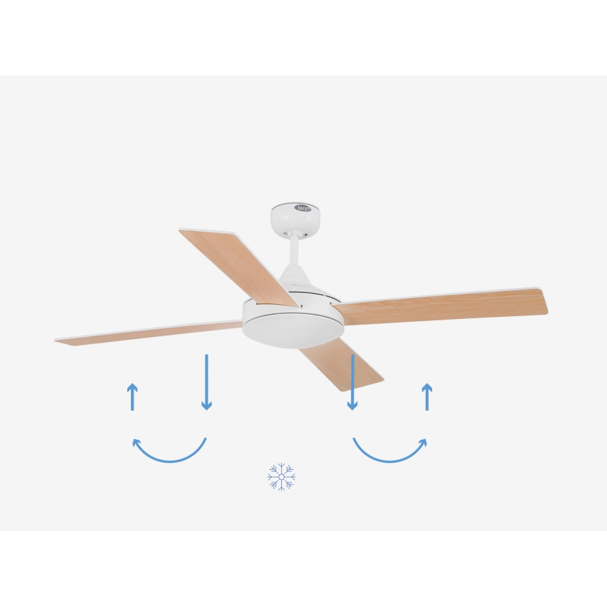 FARO 33350DC - Ceiling fan MALLORCA L white/brown d.132 cm + remote control