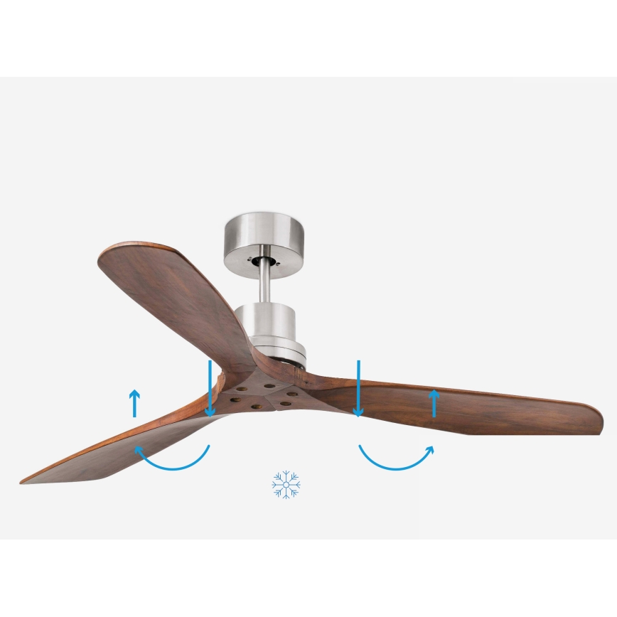 FARO 33370DC - Ceiling fan LANTAU brown/matte chrome d. 132 cm + remote control