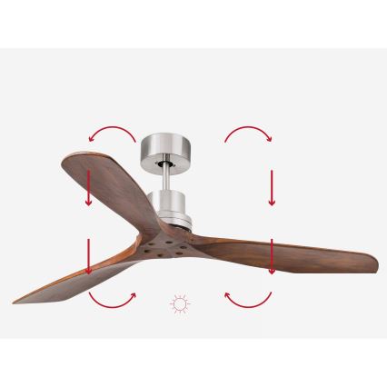 FARO 33370DC - Ceiling fan LANTAU brown/matte chrome d. 132 cm + remote control