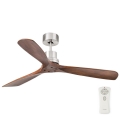 FARO 33370DC - Ceiling fan LANTAU brown/matte chrome d. 132 cm + remote control