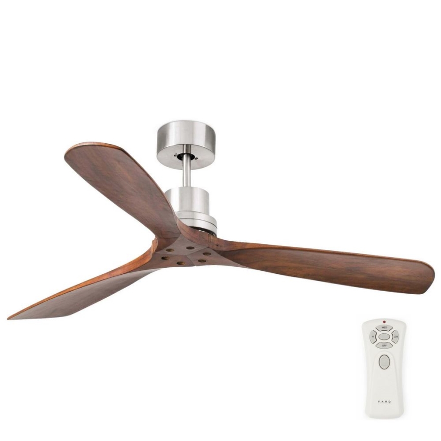 FARO 33370DC - Ceiling fan LANTAU brown/matte chrome d. 132 cm + remote control