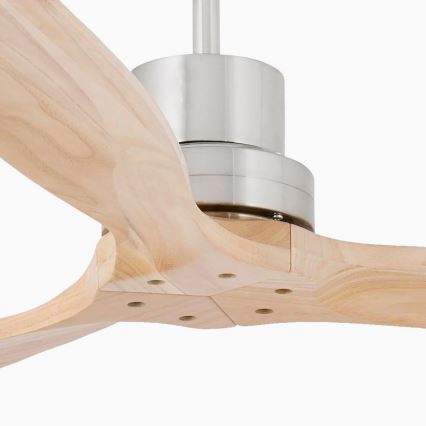 FARO 33373DC - Ceiling fan LANTAU wood/matte chrome d. 132 cm + remote control