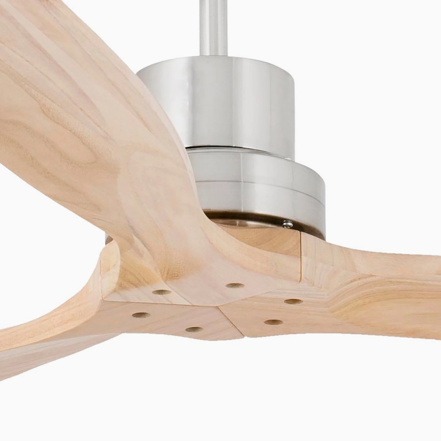 FARO 33373DC - Ceiling fan LANTAU wood/matte chrome d. 132 cm + remote control