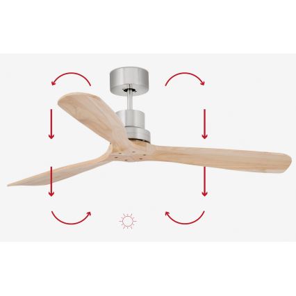 FARO 33373DC - Ceiling fan LANTAU wood/matte chrome d. 132 cm + remote control