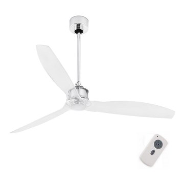 FARO 33394 - Ceiling fan JUST FAN shiny chrome/clear + remote control
