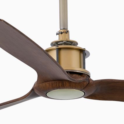 FARO 33398WT - JUST FAN M Ceiling Fan Ø 128 cm, Brown/Brass, Tuya Wi‑Fi + Remote Control