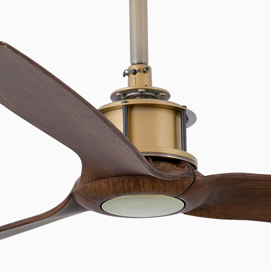 FARO 33398WT - JUST FAN M Ceiling Fan Ø 128 cm, Brown/Brass, Tuya Wi‑Fi + Remote Control