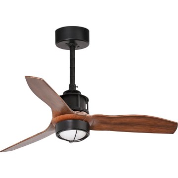 FARO 33425WT1N - JUST FAN S with dimmable LED, 16W/230V, Ø81 cm, brown/black, Tuya Wi‑Fi + remote control
