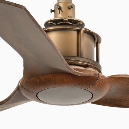 FARO 33428WT - JUST FAN S Ceiling Fan, Ø 81 cm, Brown/Brass, Tuya Wi‑Fi + Remote Control