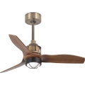 FARO 33428WT1N - JUST FAN Dimmable LED Ceiling Fan with LED/16W/230V Ø 81 cm Brown/Brass Wi‑Fi Tuya + Remote Control