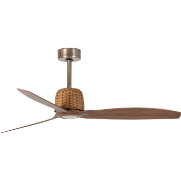 FARO 33436WT - WEAVER M Ceiling Fan, 128 cm Diameter, Brown/Brass, Tuya Wi-Fi + Remote Control