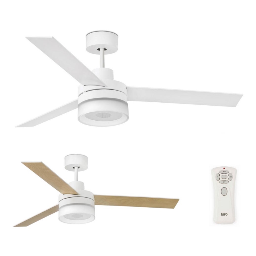FARO 33460 - LED Ceiling fan with a speaker ICE LED/15W/230V white/brown + remote control