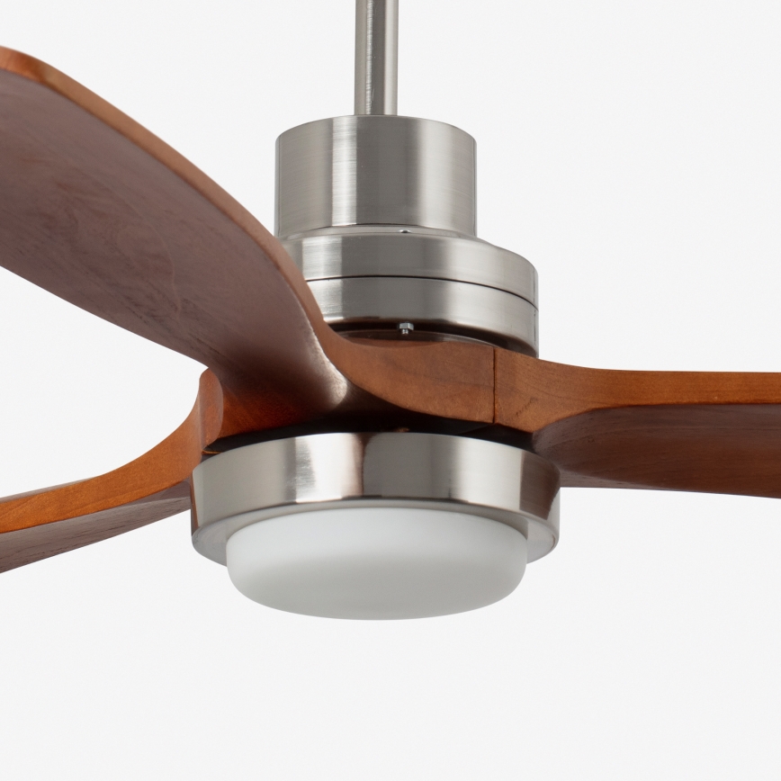 FARO 33463DC - LED Ceiling fan LANTAU LED/12W/230V wood/matte chrome d. 168 cm + remote control