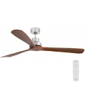 FARO 33464DC - Ceiling fan LANTAU XL brown/matte chrome d. 168 cm + remote control