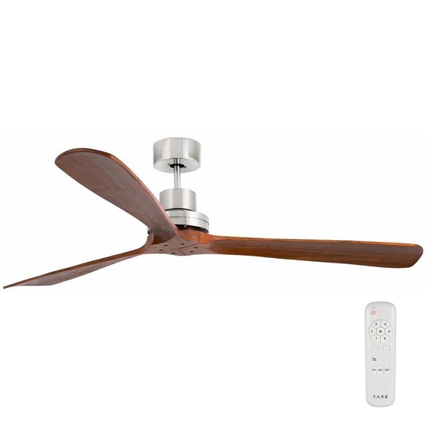 FARO 33464DC - Ceiling fan LANTAU XL brown/matte chrome d. 168 cm + remote control
