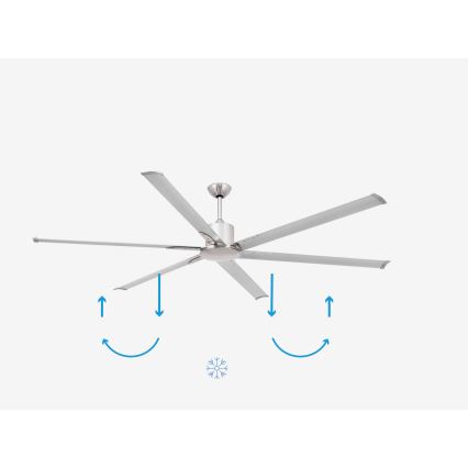 FARO 33465A - Ceiling fan ANDROS XL matte chrome d. 213 cm + remote control