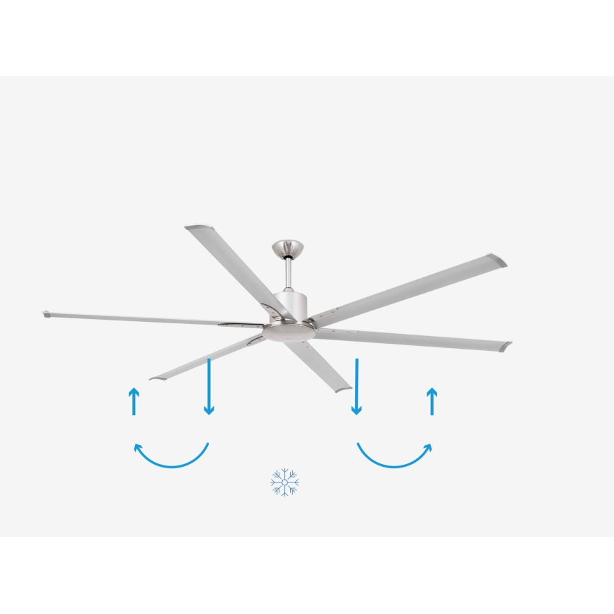 FARO 33465A - Ceiling fan ANDROS XL matte chrome d. 213 cm + remote control