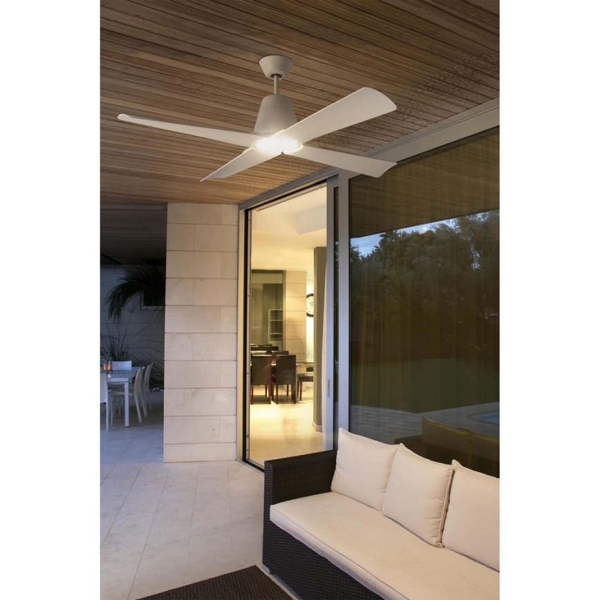 FARO 33480 - Ceiling fan TYPHOON IP44 d. 130 cm white + remote control