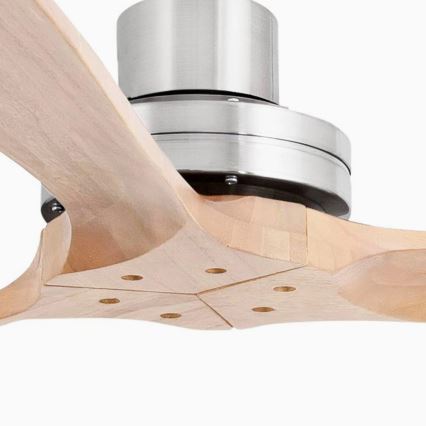 FARO 33504DC - Ceiling fan LANTAU XL wood/matte chrome d. 168 cm + remote control