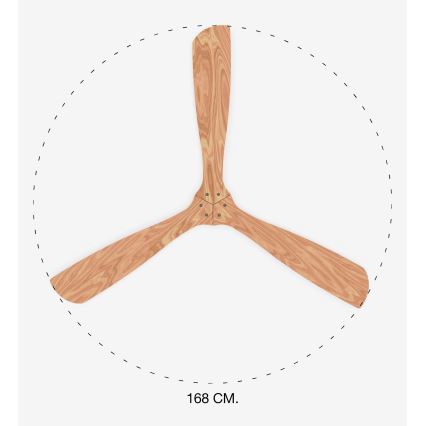 FARO 33504DC - Ceiling fan LANTAU XL wood/matte chrome d. 168 cm + remote control