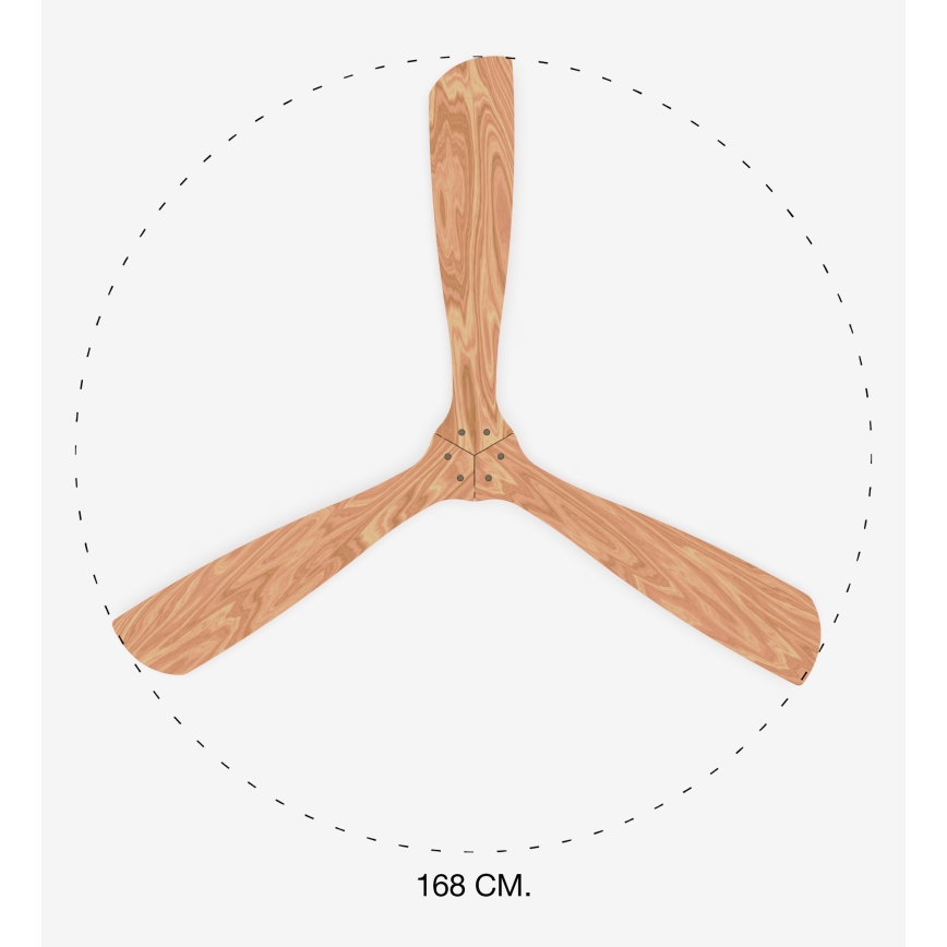 FARO 33504DC - Ceiling fan LANTAU XL wood/matte chrome d. 168 cm + remote control